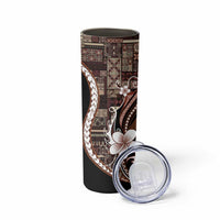 Samoa Siapo Tribal Pattern Skinny Tumbler Brown Polynesian Plumeria Tapa Motif LT9 - Polynesian Pride