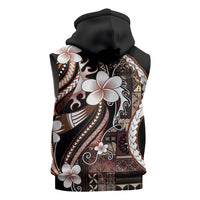 Samoa Siapo Tribal Pattern Sleeveless Hoodie Brown Polynesian Plumeria Tapa Motif LT9 - Polynesian Pride