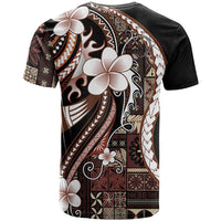 Samoa Siapo Tribal Pattern T Shirt Brown Polynesian Plumeria Tapa Motif