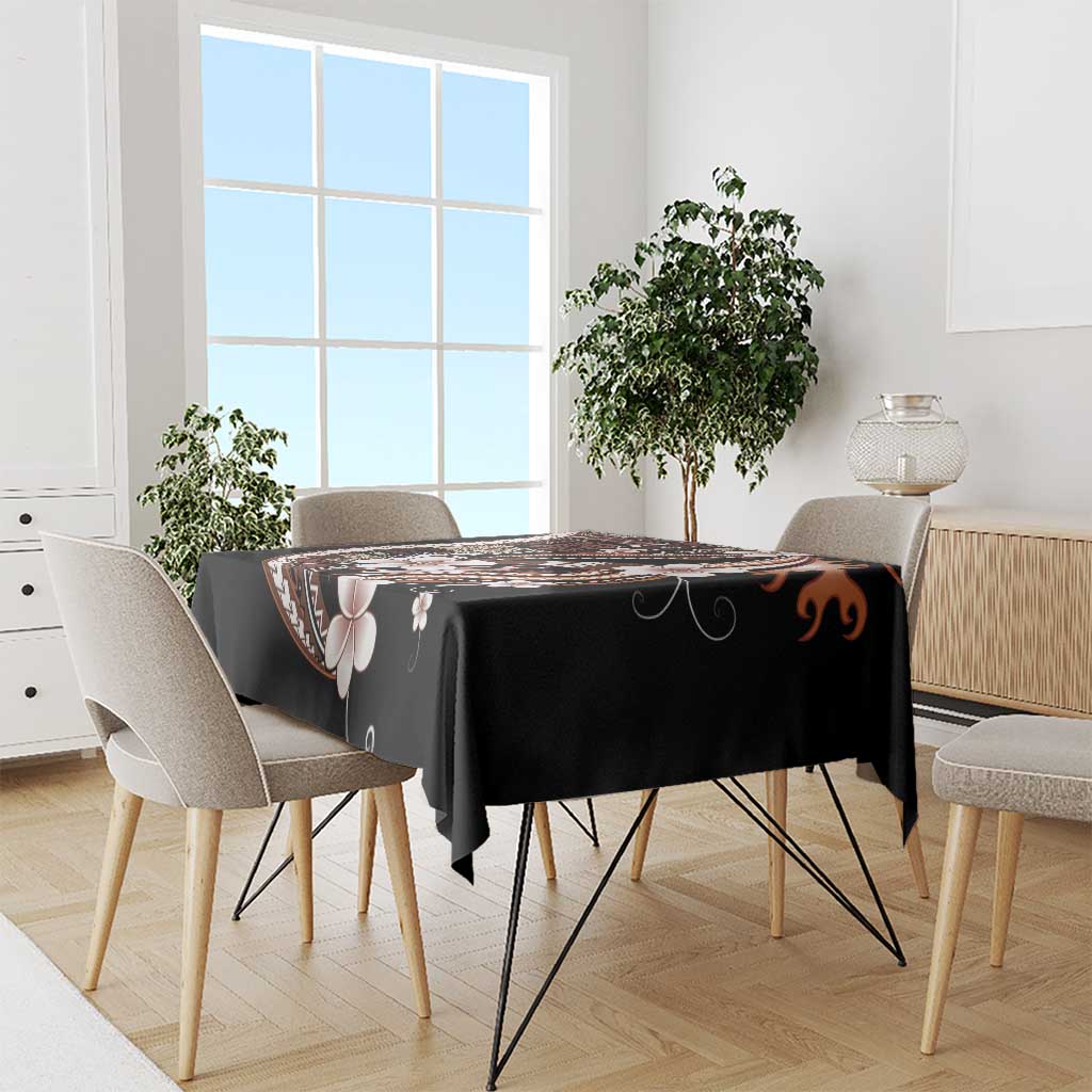 Samoa Siapo Tribal Pattern Tablecloth Brown Polynesian Plumeria Tapa Motif LT9 - Polynesian Pride