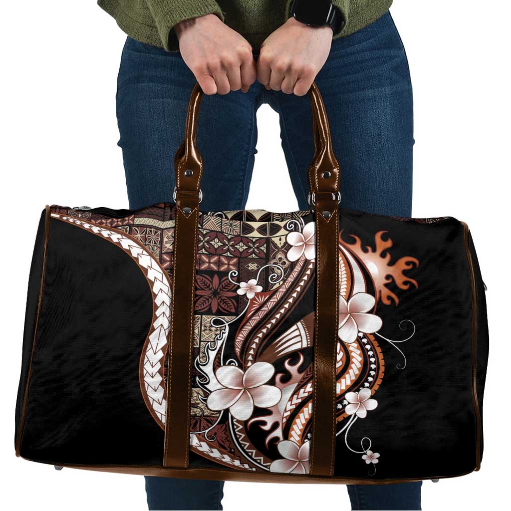 Samoa Siapo Tribal Pattern Travel Bag Brown Polynesian Plumeria Tapa Motif LT9 Brown - Polynesian Pride