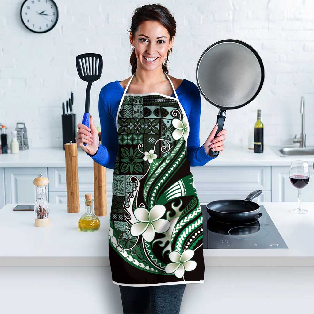 Samoa Siapo Tribal Pattern Apron Forest Green Polynesian Plumeria Tapa Motif LT9 - Polynesian Pride