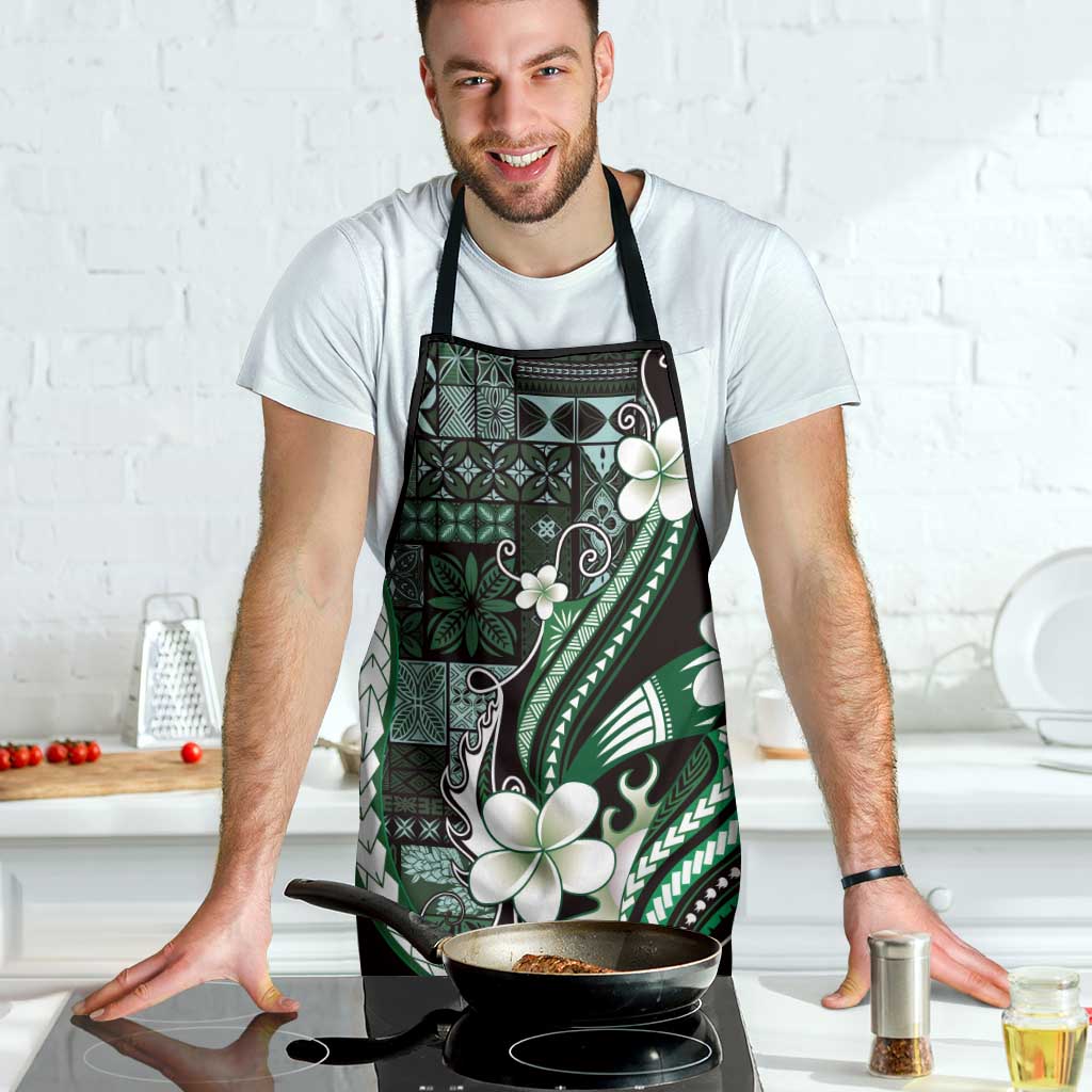 Samoa Siapo Tribal Pattern Apron Forest Green Polynesian Plumeria Tapa Motif LT9 - Polynesian Pride