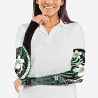Samoa Siapo Tribal Pattern Arm Sleeves Forest Green Polynesian Plumeria Tapa Motif