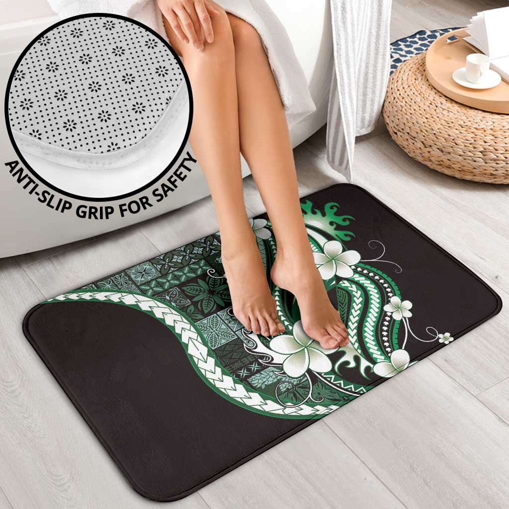 Samoa Siapo Tribal Pattern Bathroom Set Forest Green Polynesian Plumeria Tapa Motif LT9 - Polynesian Pride