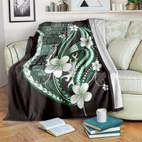 Samoa Siapo Tribal Pattern Blanket Forest Green Polynesian Plumeria Tapa Motif