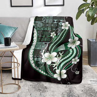 Samoa Siapo Tribal Pattern Blanket Forest Green Polynesian Plumeria Tapa Motif