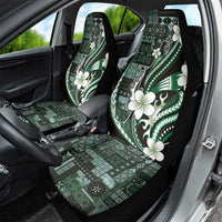 Samoa Siapo Tribal Pattern Car Seat Cover Forest Green Polynesian Plumeria Tapa Motif