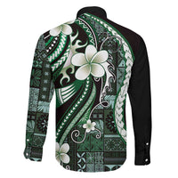 Samoa Siapo Tribal Pattern Family Matching Puletasi and Hawaiian Shirt Forest Green Polynesian Plumeria Tapa Motif LT9 - Polynesian Pride