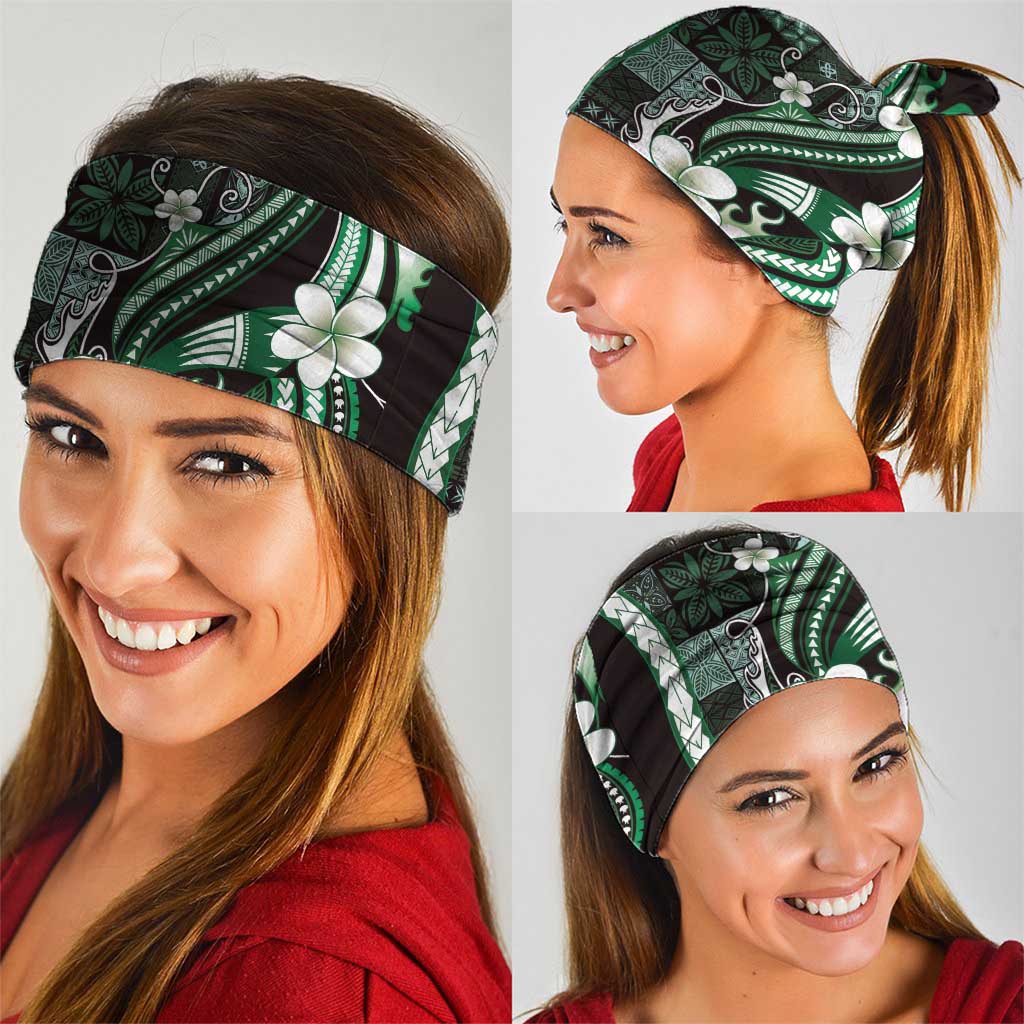 Samoa Siapo Tribal Pattern Neck Gaiter Forest Green Polynesian Plumeria Tapa Motif LT9 - Polynesian Pride
