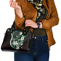 Samoa Siapo Tribal Pattern Shoulder Handbag Forest Green Polynesian Plumeria Tapa Motif LT9 - Polynesian Pride