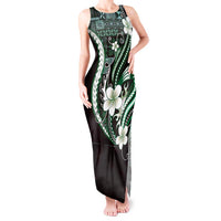 Samoa Siapo Tribal Pattern Tank Maxi Dress Forest Green Polynesian Plumeria Tapa Motif LT9 Women Green - Polynesian Pride