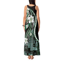 Samoa Siapo Tribal Pattern Tank Maxi Dress Forest Green Polynesian Plumeria Tapa Motif LT9 - Polynesian Pride