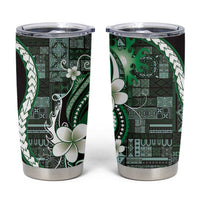 Samoa Siapo Tribal Pattern Tumbler Cup Forest Green Polynesian Plumeria Tapa Motif LT9 Green - Polynesian Pride