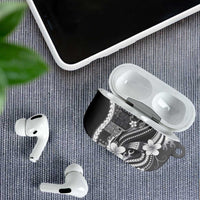 Samoa Siapo Tribal Pattern AirPods Case Light Gray Polynesian Plumeria Tapa Motif