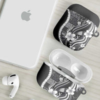 Samoa Siapo Tribal Pattern AirPods Case Light Gray Polynesian Plumeria Tapa Motif