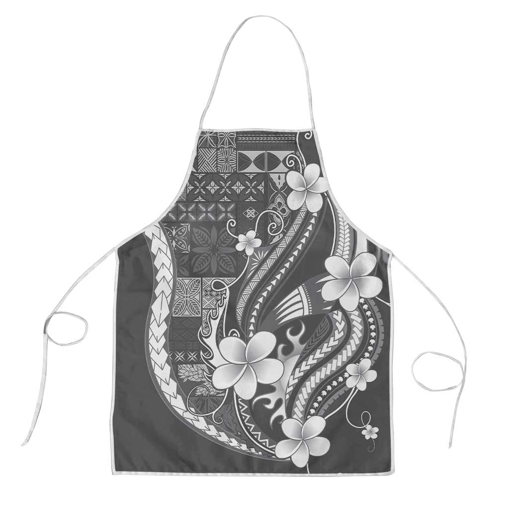 Samoa Siapo Tribal Pattern Apron Light Gray Polynesian Plumeria Tapa Motif LT9 Gray - Polynesian Pride