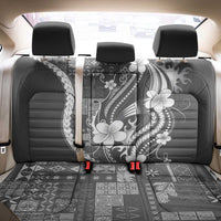 Samoa Siapo Tribal Pattern Back Car Seat Cover Light Gray Polynesian Plumeria Tapa Motif