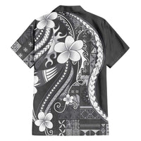 Samoa Siapo Tribal Pattern Hawaiian Shirt Light Gray Polynesian Plumeria Tapa Motif