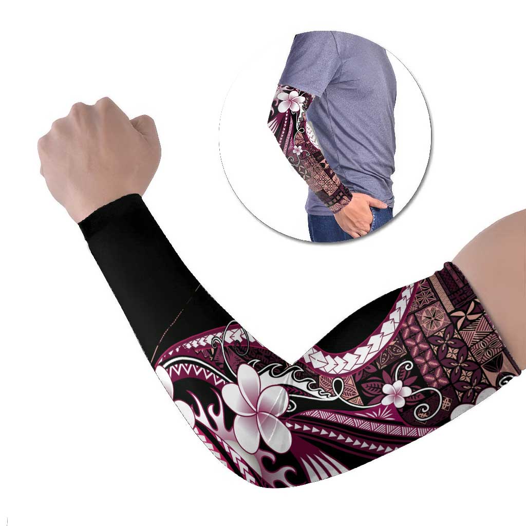 Samoa Siapo Tribal Pattern Arm Sleeves Violet Polynesian Plumeria Tapa Motif LT9 Set of 2 Violet - Polynesian Pride