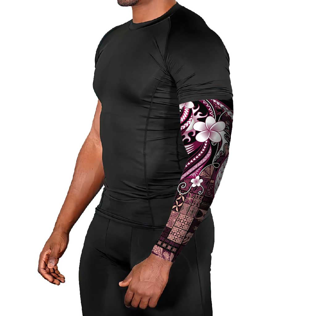Samoa Siapo Tribal Pattern Arm Sleeves Violet Polynesian Plumeria Tapa Motif LT9 - Polynesian Pride