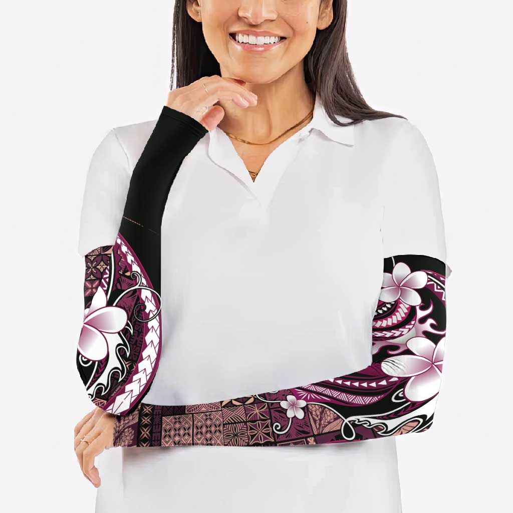 Samoa Siapo Tribal Pattern Arm Sleeves Violet Polynesian Plumeria Tapa Motif LT9 - Polynesian Pride