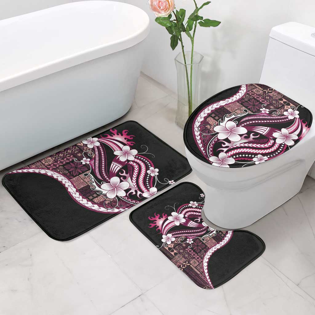 Samoa Siapo Tribal Pattern Bathroom Set Violet Polynesian Plumeria Tapa Motif LT9 - Polynesian Pride