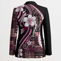 Samoa Siapo Tribal Pattern Blazer Violet Polynesian Plumeria Tapa Motif