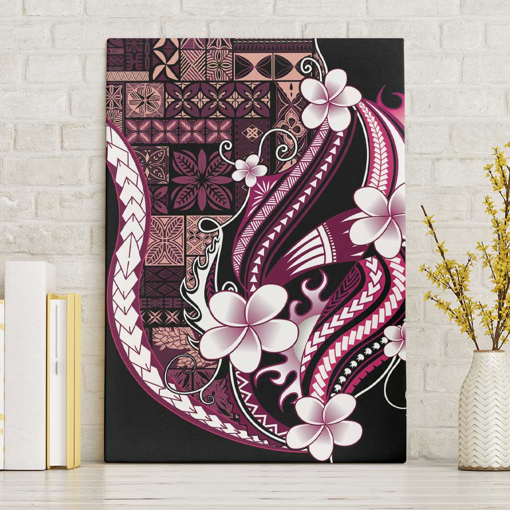 Samoa Siapo Tribal Pattern Canvas Wall Art Violet Polynesian Plumeria Tapa Motif