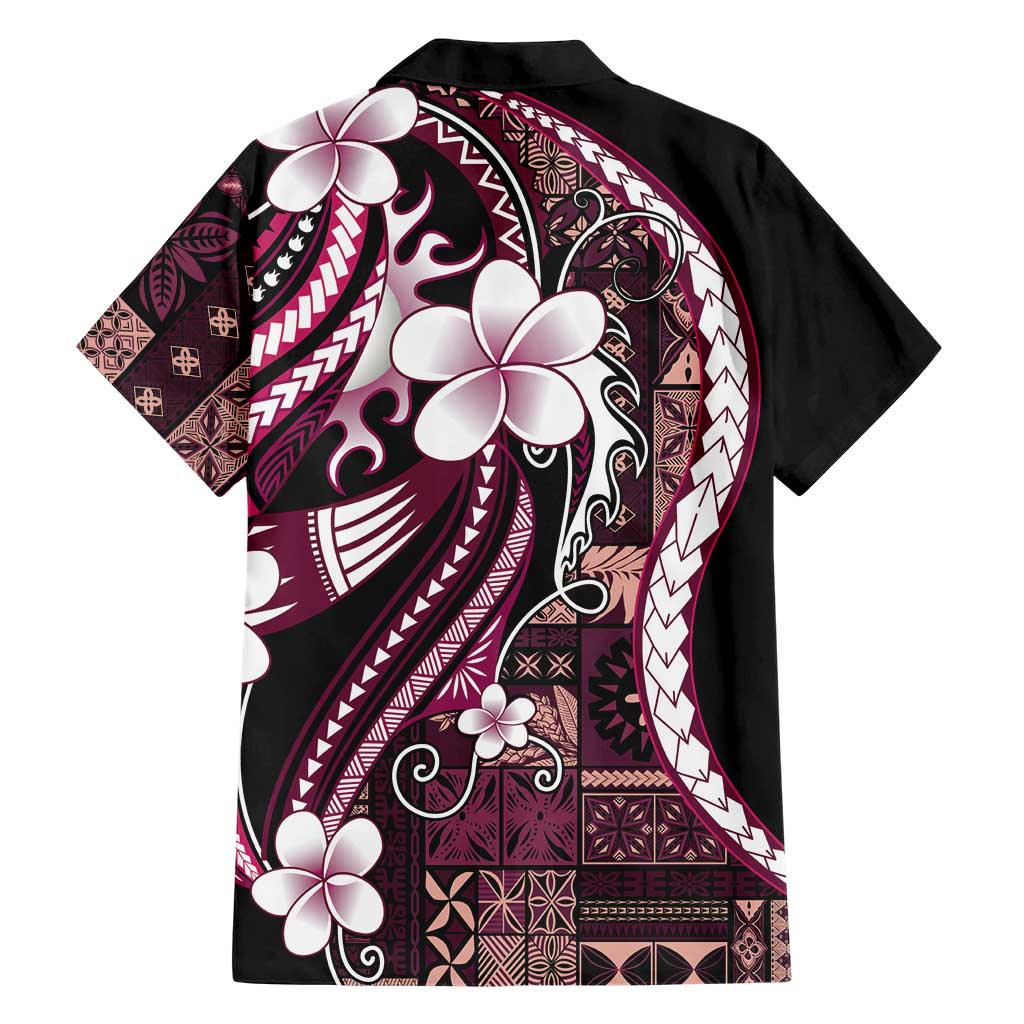 Samoa Siapo Tribal Pattern Family Matching Short Sleeve Bodycon Dress and Hawaiian Shirt Violet Polynesian Plumeria Tapa Motif LT9 - Polynesian Pride