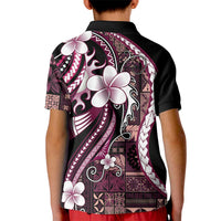 Samoa Siapo Tribal Pattern Kid Polo Shirt Violet Polynesian Plumeria Tapa Motif