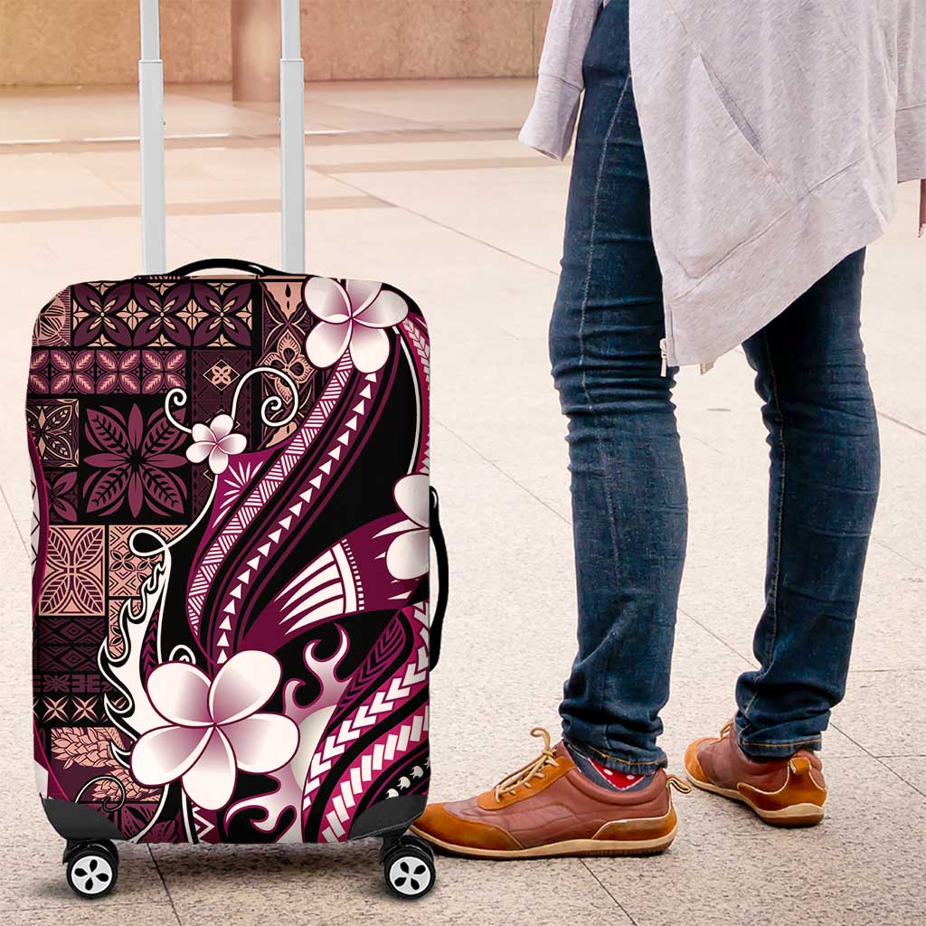 Samoa Siapo Tribal Pattern Luggage Cover Violet Polynesian Plumeria Tapa Motif LT9 Violet - Polynesian Pride