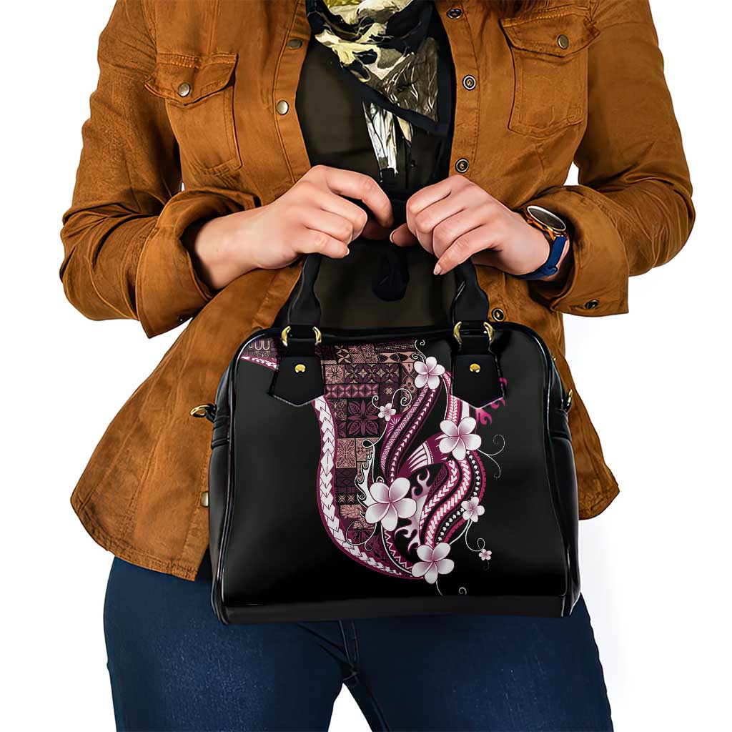 Samoa Siapo Tribal Pattern Shoulder Handbag Violet Polynesian Plumeria Tapa Motif LT9 - Polynesian Pride