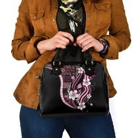 Samoa Siapo Tribal Pattern Shoulder Handbag Violet Polynesian Plumeria Tapa Motif LT9 - Polynesian Pride