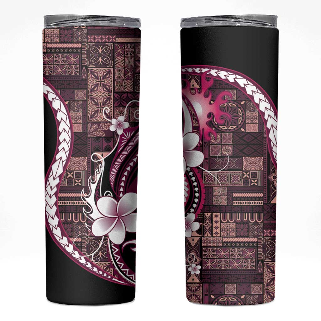 Samoa Siapo Tribal Pattern Skinny Tumbler Violet Polynesian Plumeria Tapa Motif LT9 Violet - Polynesian Pride