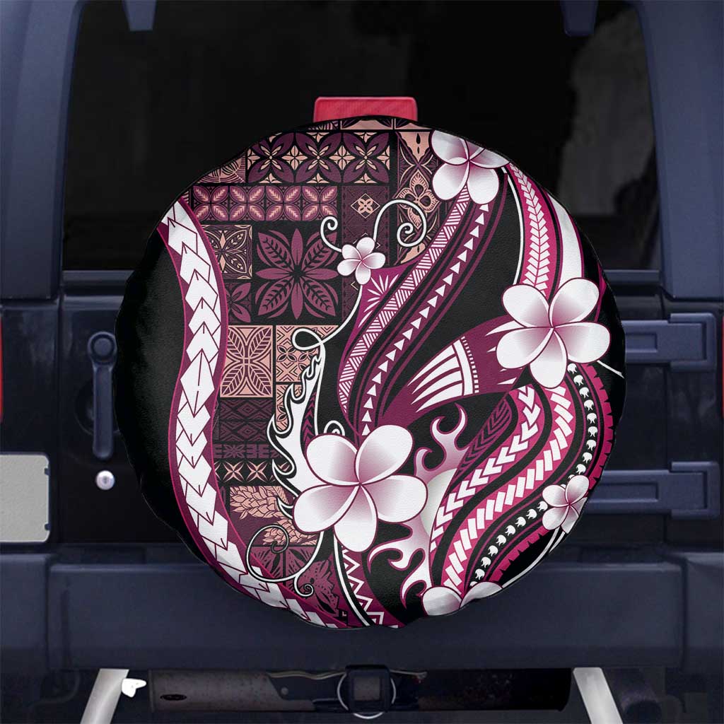 Samoa Siapo Tribal Pattern Spare Tire Cover Violet Polynesian Plumeria Tapa Motif LT9 No hole Violet - Polynesian Pride