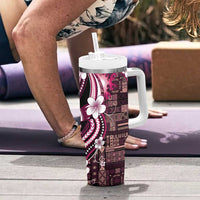 Samoa Siapo Tribal Pattern Tumbler With Handle Violet Polynesian Plumeria Tapa Motif LT9 - Polynesian Pride