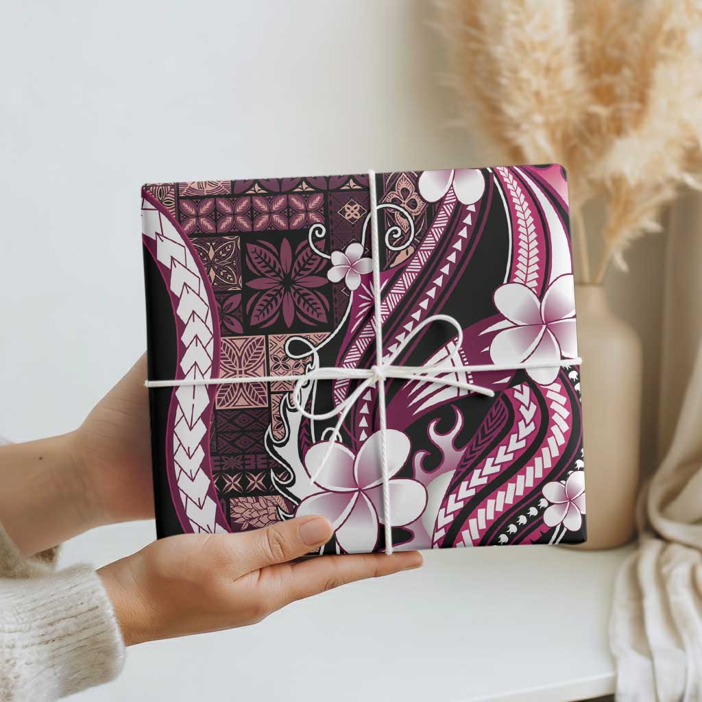 Samoa Siapo Tribal Pattern Wrapping Paper Violet Polynesian Plumeria Tapa Motif LT9 - Polynesian Pride