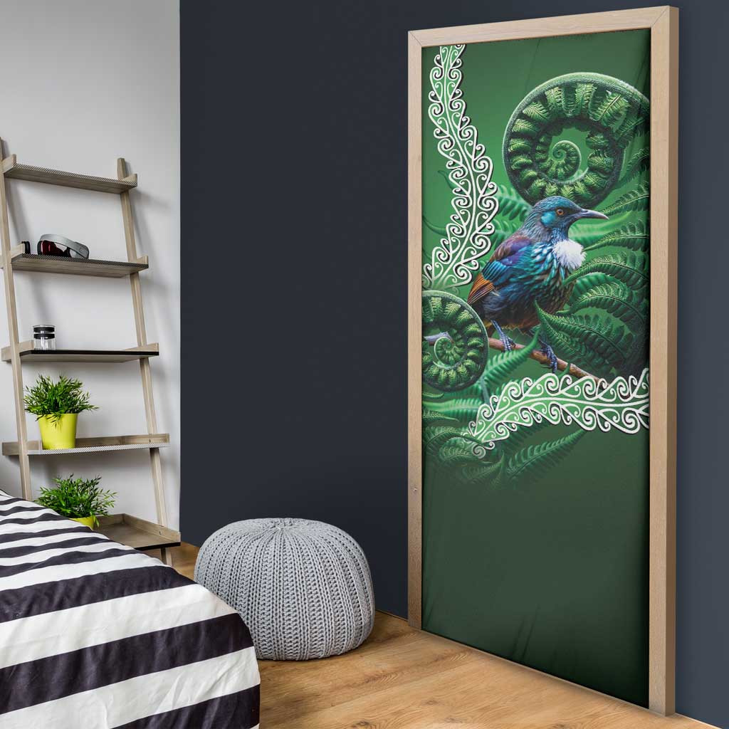 Tui Bird Koru Silver Fern Aotearoa Door Cover LT9 - Polynesian Pride