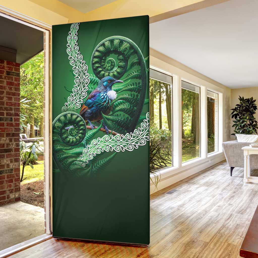 Tui Bird Koru Silver Fern Aotearoa Door Cover LT9 - Polynesian Pride