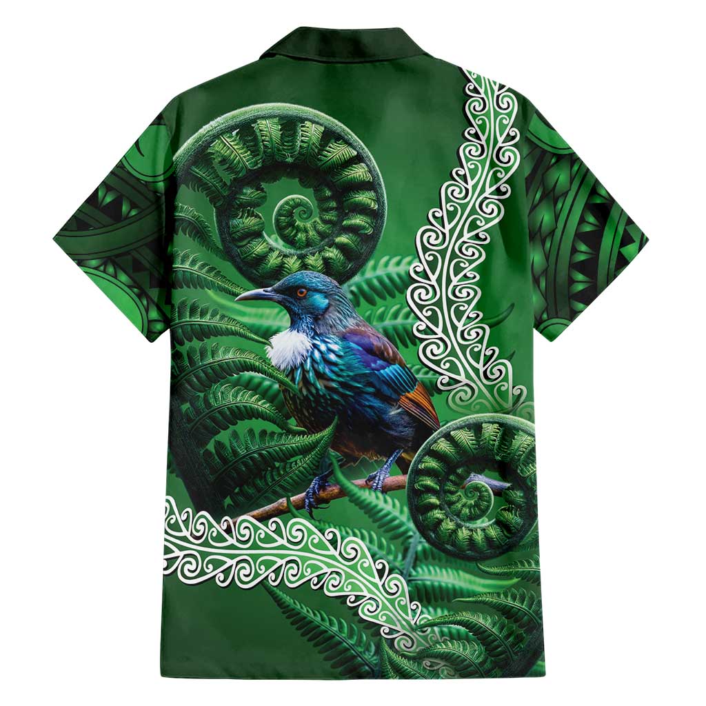 Tui Bird Koru Silver Fern Aotearoa Family Matching Off The Shoulder Long Sleeve Dress and Hawaiian Shirt