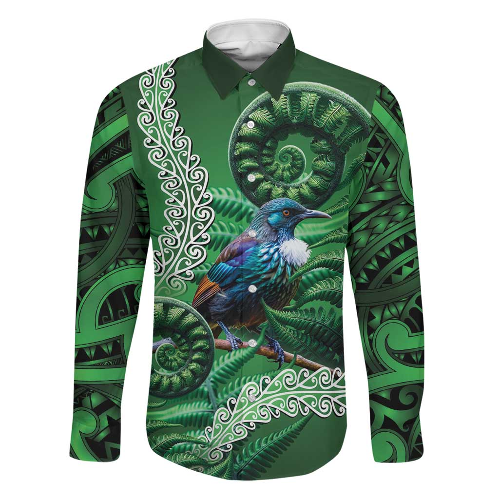 Tui Bird Koru Silver Fern Aotearoa Family Matching Off The Shoulder Long Sleeve Dress and Hawaiian Shirt