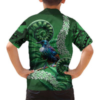 Tui Bird Koru Silver Fern Aotearoa Family Matching Tank Maxi Dress and Hawaiian Shirt