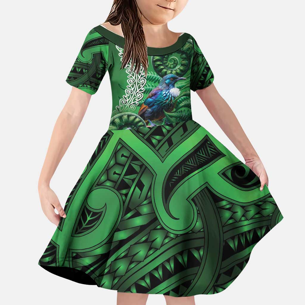 Tui Bird Koru Silver Fern Aotearoa Family Matching Tank Maxi Dress and Hawaiian Shirt