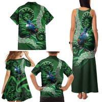 Tui Bird Koru Silver Fern Aotearoa Family Matching Tank Maxi Dress and Hawaiian Shirt