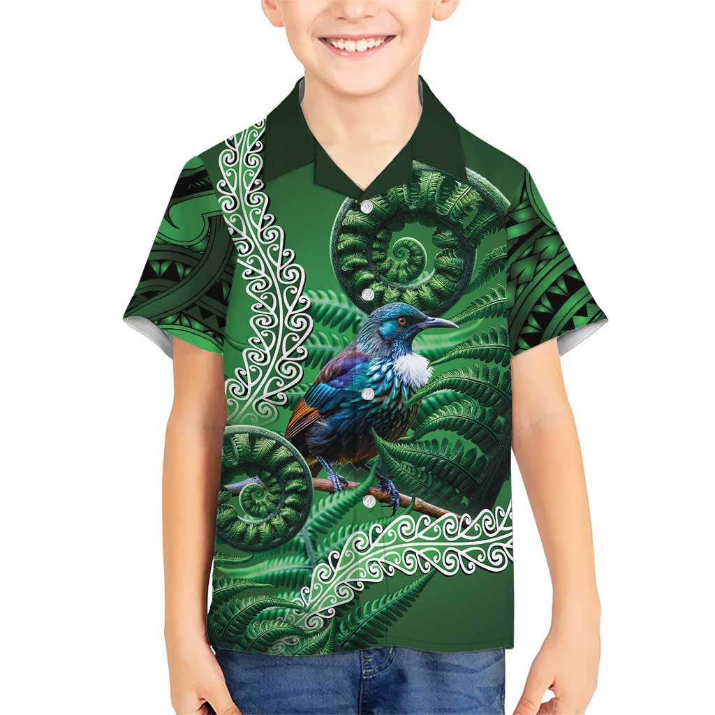 Tui Bird Koru Silver Fern Aotearoa Family Matching Tank Maxi Dress and Hawaiian Shirt