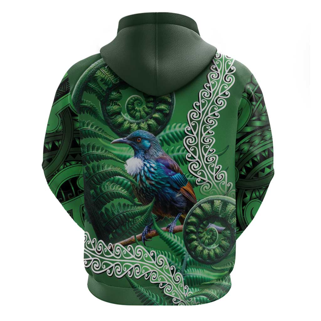 Tui Bird Koru Silver Fern Aotearoa Hoodie