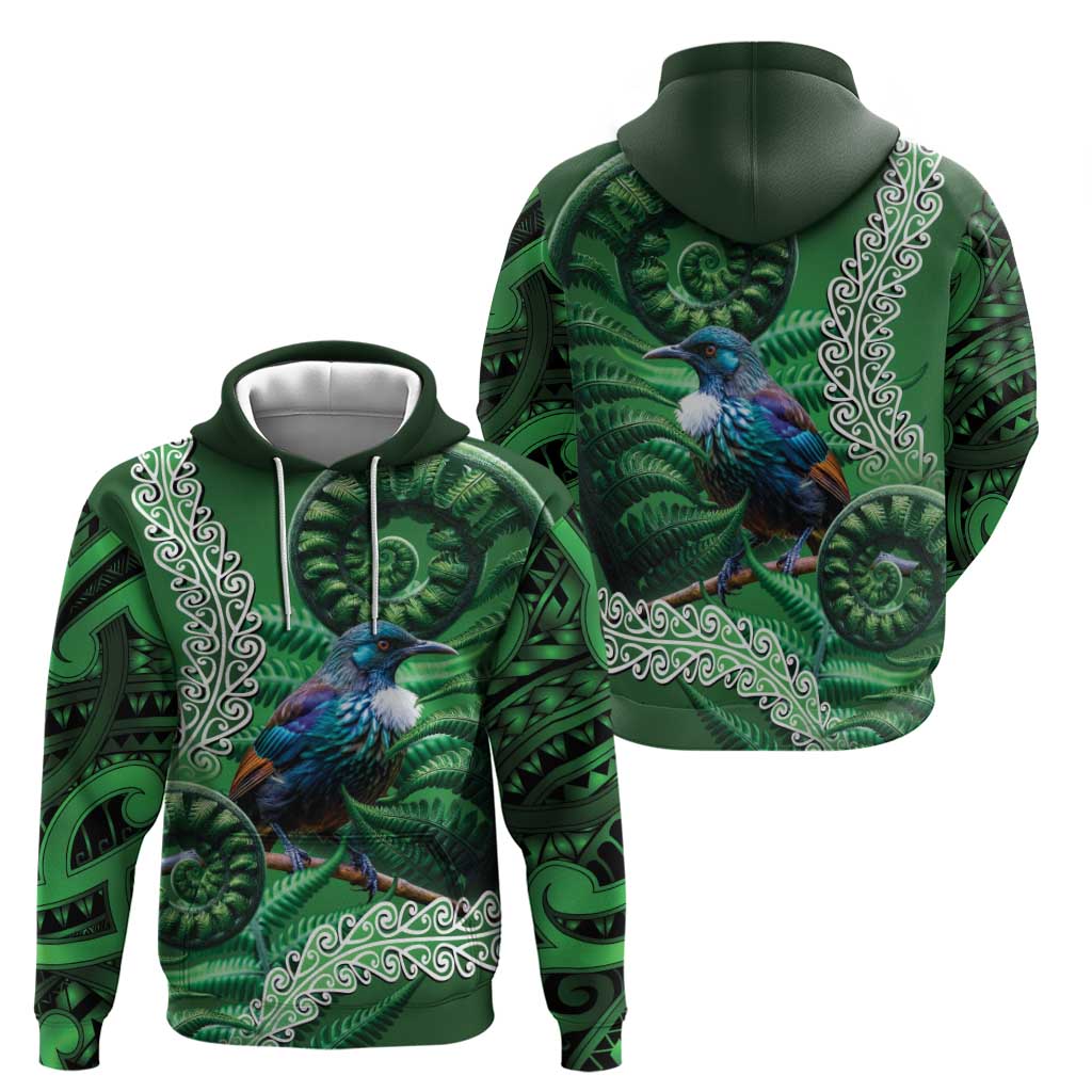 Tui Bird Koru Silver Fern Aotearoa Hoodie