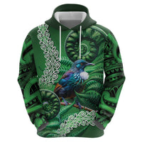 Tui Bird Koru Silver Fern Aotearoa Hoodie