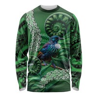 Tui Bird Koru Silver Fern Aotearoa Long Sleeve Shirt LT9 Unisex Green - Polynesian Pride